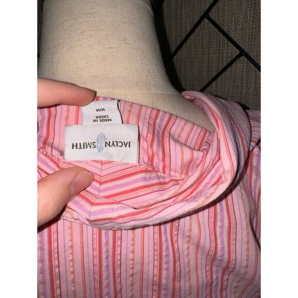 Jaclyn Smith Women’s Button-Up Striped Strawberry Shortcake Metallic Pink Medium - Picture 3 of 5
